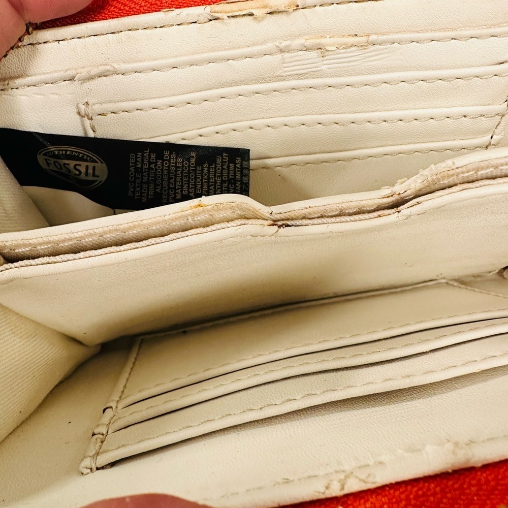Fossil Y2K Canvas Wristlet Wallet with Strap, 6 Card holders, coin zipper 6”X4” - Picture 4 of 8